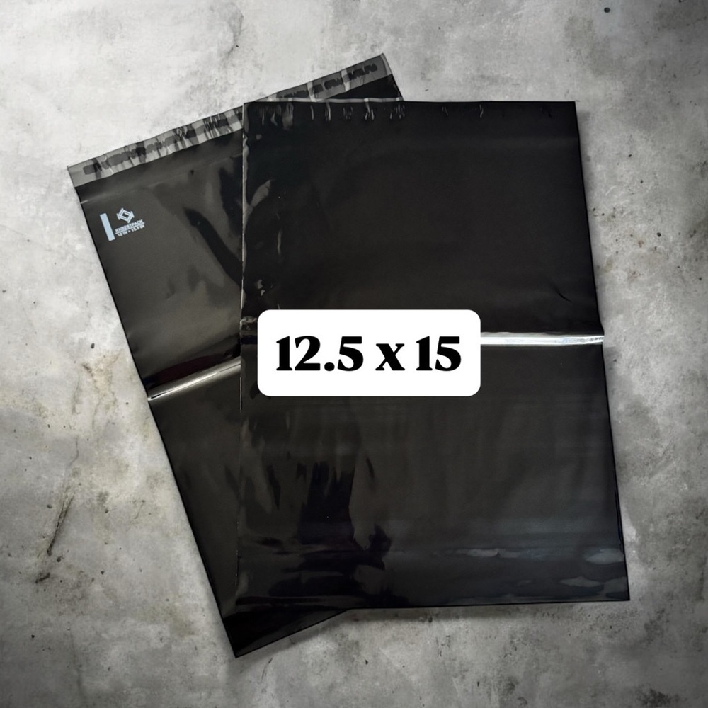 (10) 12.5x15 LARGE Black Poly Mailers